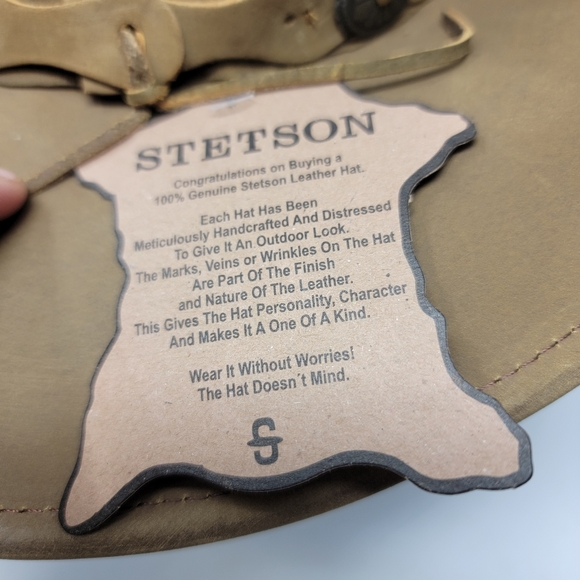 Stetson Rodeo Dr Collection Mens MEDIUM Tan Leather Shapeable Cowboy Hat - Picture 4 of 11